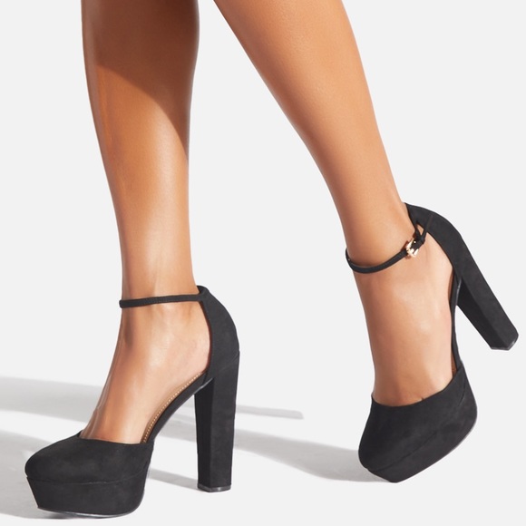 Shoe Dazzle Shoes Nib Black Faux Suede Block Heel Pumps Poshmark